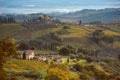 Morning fog over Tuscany hills Royalty Free Stock Photo