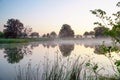 Morning fog on a quiet lake Royalty Free Stock Photo