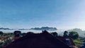 Morning fog in the valley of Mount Marapi, West Sumatra? Royalty Free Stock Photo