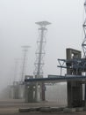 Sydney Olympic Park light towers in fog Royalty Free Stock Photo