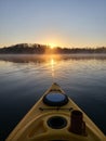 Morning foggy kayaking Royalty Free Stock Photo