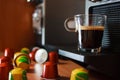 Morning fragrant coffee with coffee machine Royalty Free Stock Photo