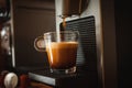 Morning fragrant coffee with coffee machine. Royalty Free Stock Photo