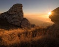 Morning glow at the top of the mountain