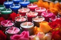 Morning Glow: A Vibrant Collection of Candles and Roses on a White Tray