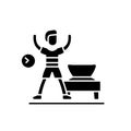 Morning gymnastics black icon, vector sign on isolated background. Morning gymnastics concept symbol, illustration