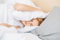 morning headache sleep disorder insomnia woman Royalty Free Stock Photo