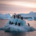 Morning Huddle on Iceberg with Glacier in View