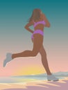 Morning jogging along the seashore. woman running Royalty Free Stock Photo
