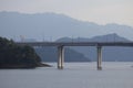 The bridge crosses the lake