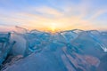 Morning landscape blue transparent hummocks at dawn, lake Baikal Russia Siberia