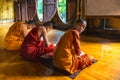 Morning lessons in Shwe Yan Pyay monastery, Myanmar Royalty Free Stock Photo