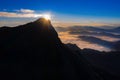 Morning light with beautiful mist that nature gives at Phu Chi Dao,Chiang Rai province,Thailand Royalty Free Stock Photo