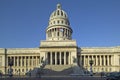 Morning light on the Capitolio and Cuban Flag, the Cuban capitol building and dome in Havana, Cuba Royalty Free Stock Photo