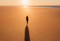 Human shadow cast gently across sandy ground.AI Generated Royalty Free Stock Photo