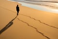Human shadow cast gently across sandy ground.AI Generated Royalty Free Stock Photo
