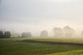 Morning light and ground fog over the grassland at late September in Bavaria, southern Germany Royalty Free Stock Photo