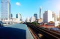 Morning light on a railway skytrain in Bangkok, Thailand