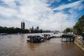 Morning. London eye, County Hall, Westminster Bridge, Big Ben and Houses of Parliament Royalty Free Stock Photo