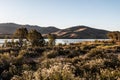 Morning at Lower Otay Lake with Trees and Mountain Range Royalty Free Stock Photo