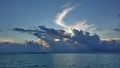 Morning in the Maldives. The aquamarine ocean is calm. Royalty Free Stock Photo