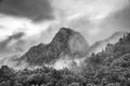 Morning fog descending over Mt Sorak in S Korea Royalty Free Stock Photo