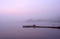 Lake Seliger: morning mist moorage Royalty Free Stock Photo