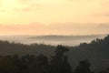 Morning mist and moutain At at Khaosok National Park, suratthani, Thailand Royalty Free Stock Photo