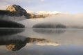 Morning mist over lake and mountains Royalty Free Stock Photo
