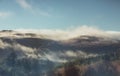 Morning mist over mountains and forrest Royalty Free Stock Photo