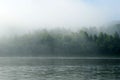 Fog over the Ural river Vishera Royalty Free Stock Photo