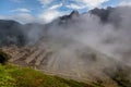 Morning mist rising above Macchu Picchu Valley, Peru Royalty Free Stock Photo