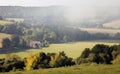 Morning mists over an English autumn landscape Royalty Free Stock Photo