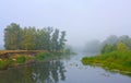 Morning on misty river