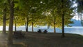 Morning mood on the shore of Dongo Lake Como, in splendid colours Royalty Free Stock Photo