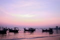 Morning mood with the sunrise at penang Malaysia where there is a boats near the beach Royalty Free Stock Photo