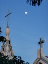 Morning Moon from Church Royalty Free Stock Photo