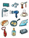 Morning packing for work collection set icons symbols Royalty Free Stock Photo