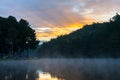 Morning in Pang Ung Lake,North of Thailand, is a tourist place Royalty Free Stock Photo