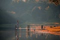 Morning in Pang Ung Lake,North of Thailand, is a tourist place where people come to vacation Royalty Free Stock Photo