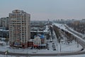 Morning panorama of the city overlooking residential buildings and the intersection of Stepan Razin Avenue and Frunze Street Royalty Free Stock Photo