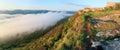 Morning panorama cloudy view from Mangup Kale top