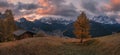 Morning panorama village Selva di Val Gardena