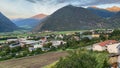 Morning panoramic view of tyrolean valley with village Mels