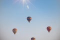 A morning picture of GÃÂ¶reme fill with landing hot air balloon during sunrise. Cappadocia is famous with hot air balloon ride. Royalty Free Stock Photo