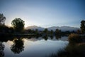 Morning Pond Reflection Black and White Royalty Free Stock Photo