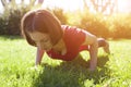 Morning practice gymnastics. Royalty Free Stock Photo