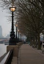 Morning on The Queen`s Walk in London