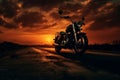 Morning Ride - Motorbike at Dawn in Scenic Setting. Generative by Ai