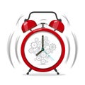 Morning Ringing Red Alarm Clock Icon with Cogs. Royalty Free Stock Photo